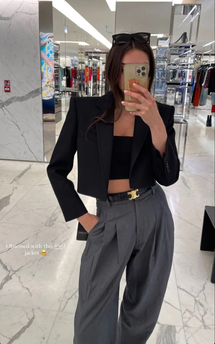 Olga Padded Cropped Suit Jacket - Image 7