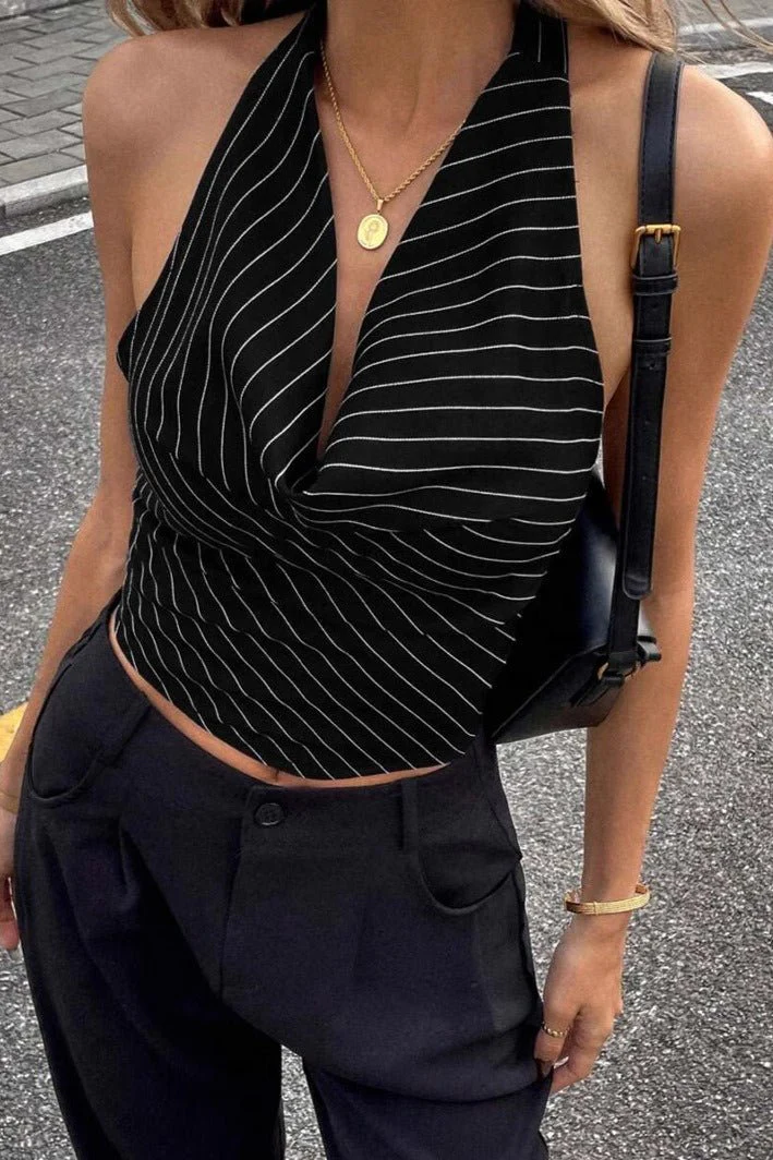 Olive Drape Halter Neck Top - Image 2