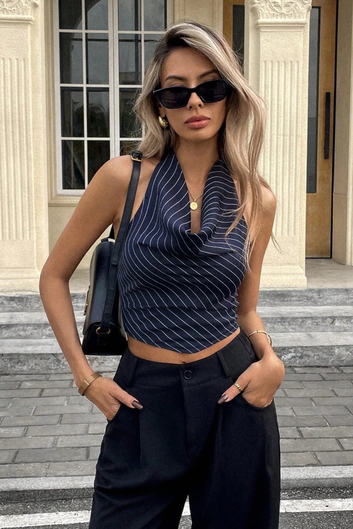 Olive Drape Halter Neck Top - Image 8