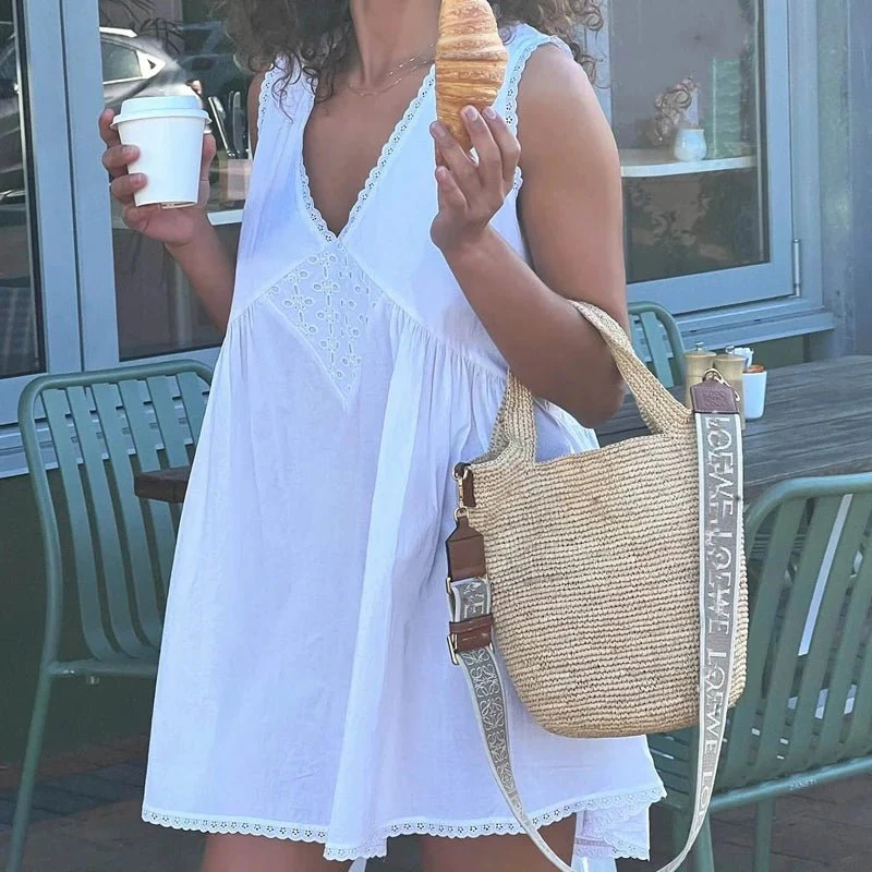Olivia Lace Trim Boho Mini Dress - Image 3