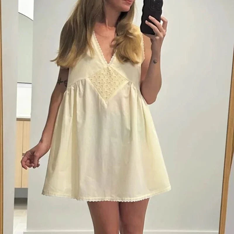 Olivia Lace Trim Boho Mini Dress - Image 5
