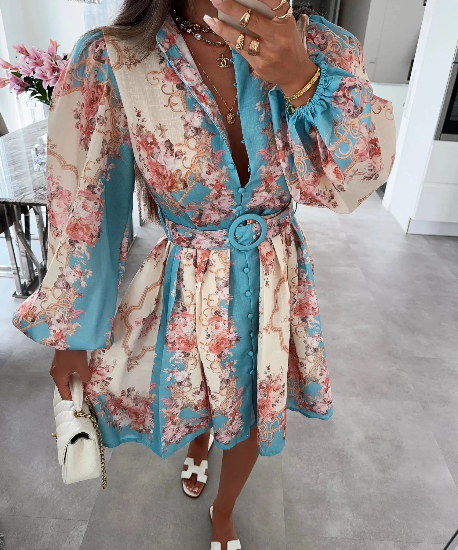 Petunia Belted Floral Midi Dress - Image 3