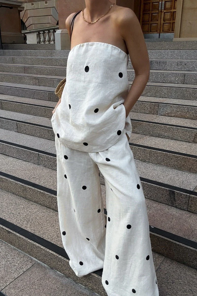 Polina Strapless Wide-Leg Two-Piece Set