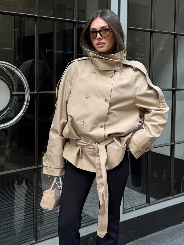 Portia High Neck Lace Up Coat - Image 2
