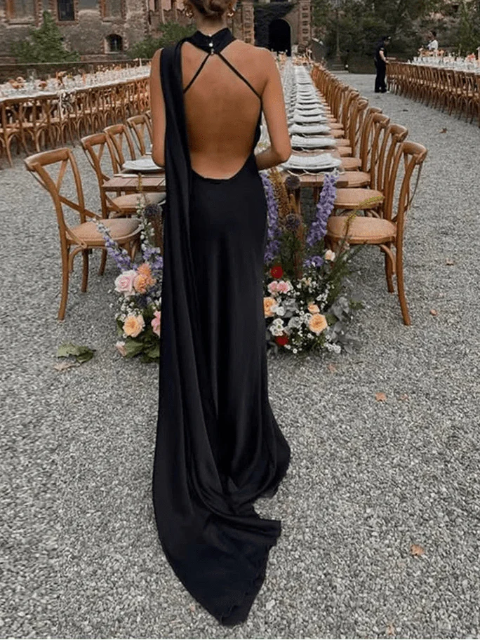 Raisa Satin Ribbon Backless Evening Gown - Image 2