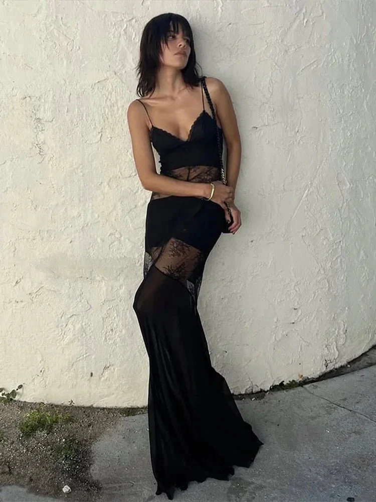 Ravenna Sheer Lace Slip Maxi Dress - Image 2