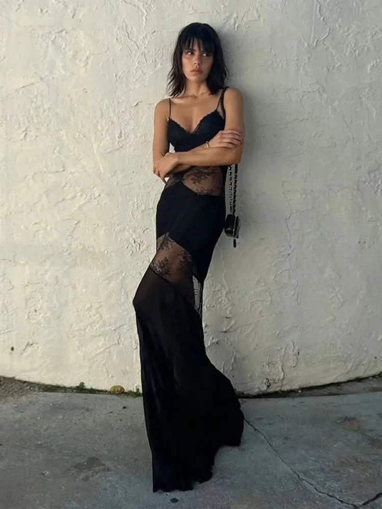 Ravenna Sheer Lace Slip Maxi Dress - Image 3