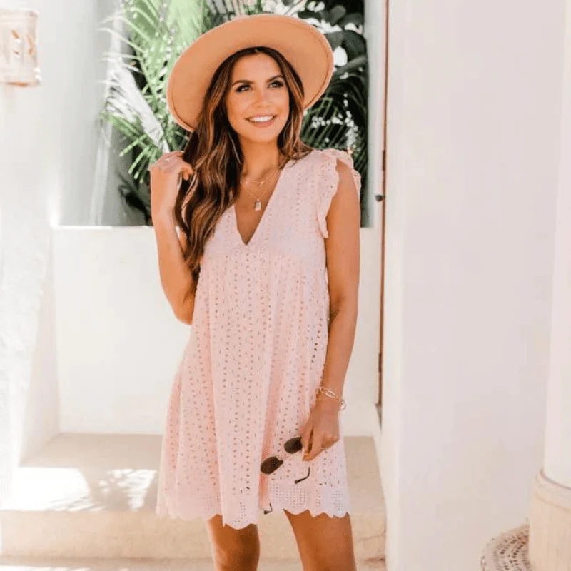Regine V Neck Sleeveless Mini Dress - Image 2