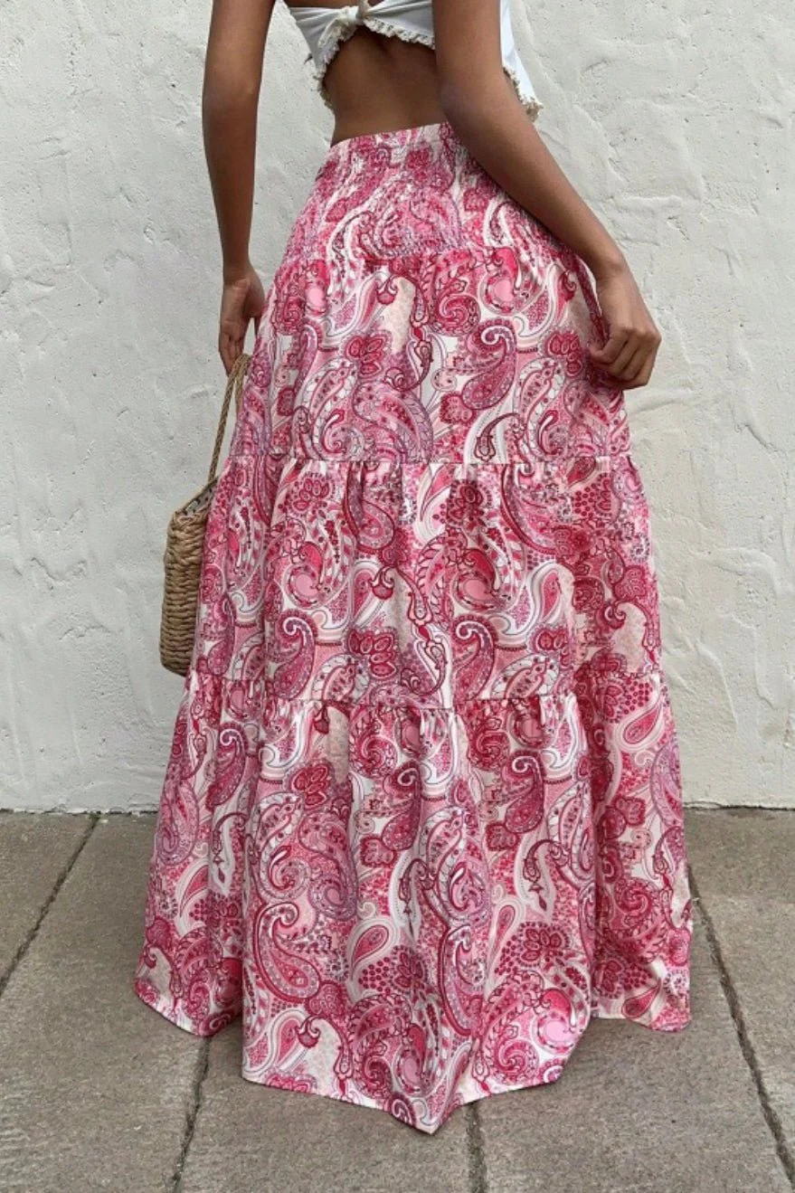 Riley Elastic Waist Paisley Maxi Skirt - Image 3