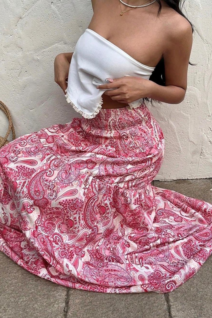 Riley Elastic Waist Paisley Maxi Skirt - Image 4