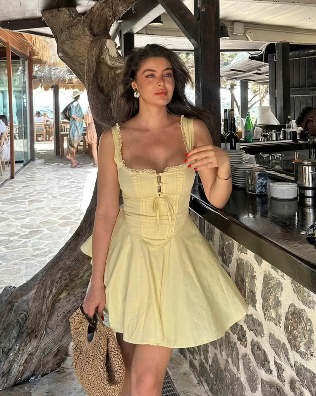 Rosa Lace-Up Back Mini Dress - Image 6