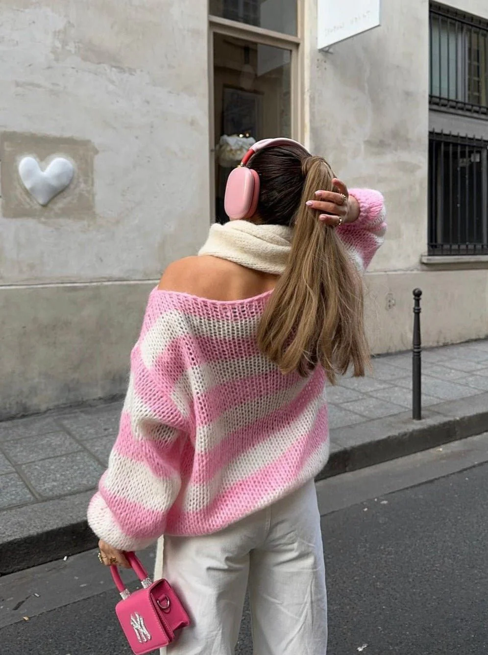 Rose Striped Loose Sweater - Image 14