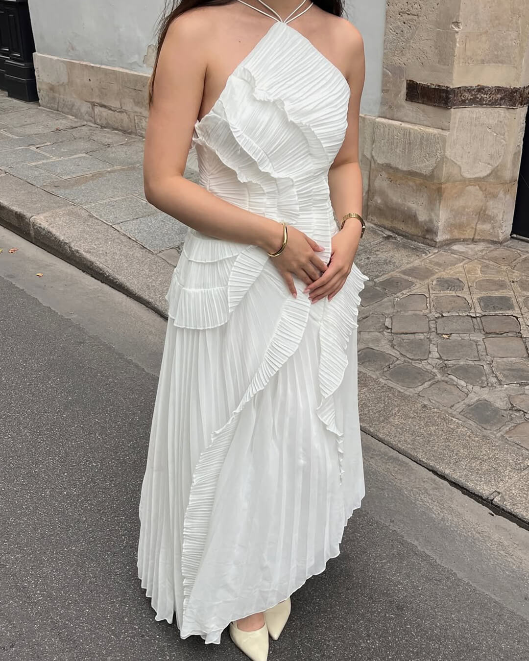 Ruffa Halter Strap Ruffled Tule Dress - Image 3