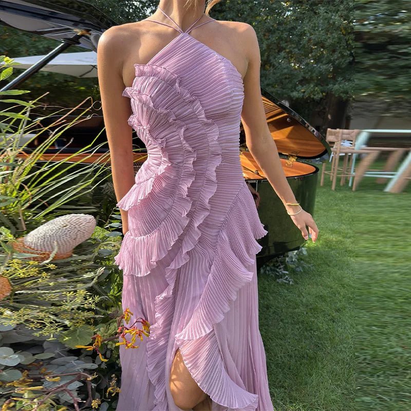 Ruffa Halter Strap Ruffled Tule Dress - Image 5