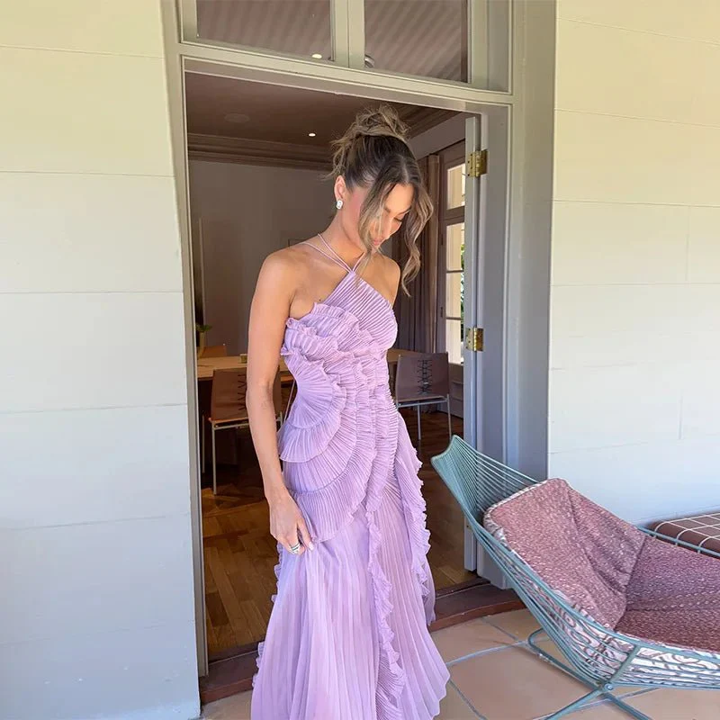 Ruffa Halter Strap Ruffled Tule Dress - Image 7