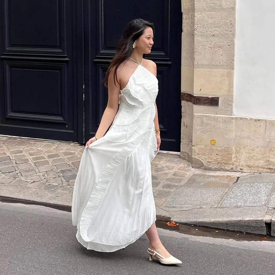 Ruffa Halter Strap Ruffled Tule Dress - Image 9