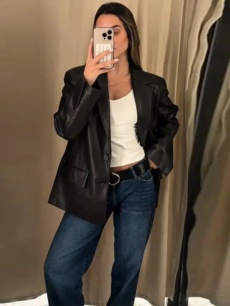 Ryza Vegan Leather Blazer - Image 4