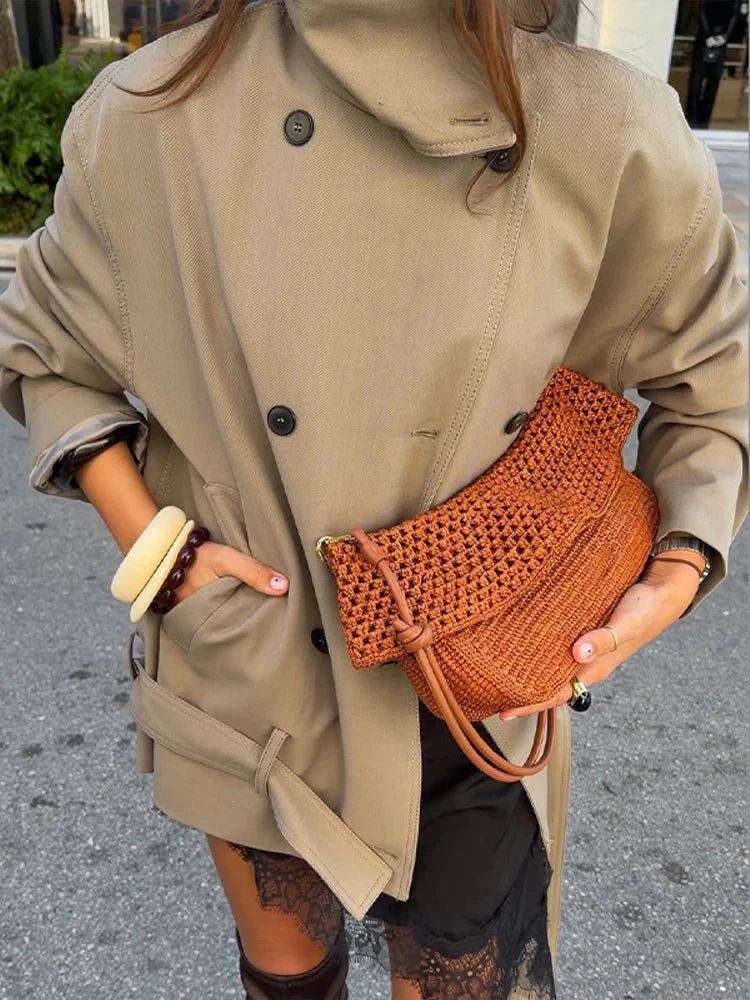 Saddie Belted Short Trench Coat - Image 3