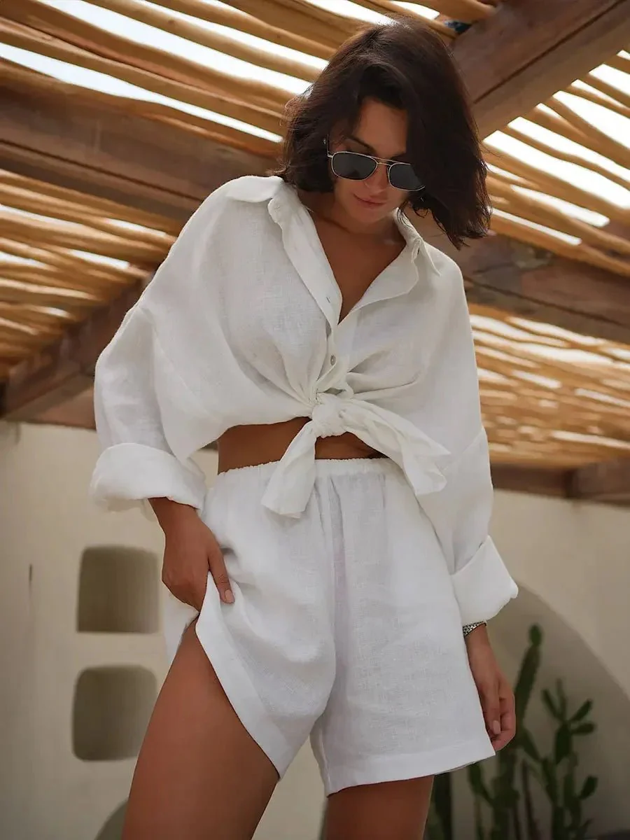 Sally Lapel Lantern Sleeve Shorts Set - Image 10