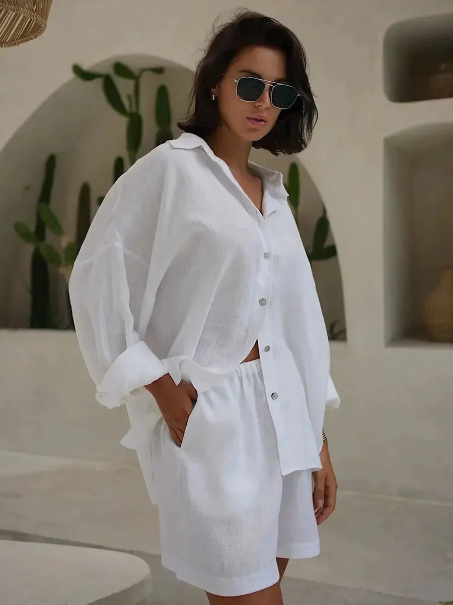 Sally Lapel Lantern Sleeve Shorts Set - Image 9