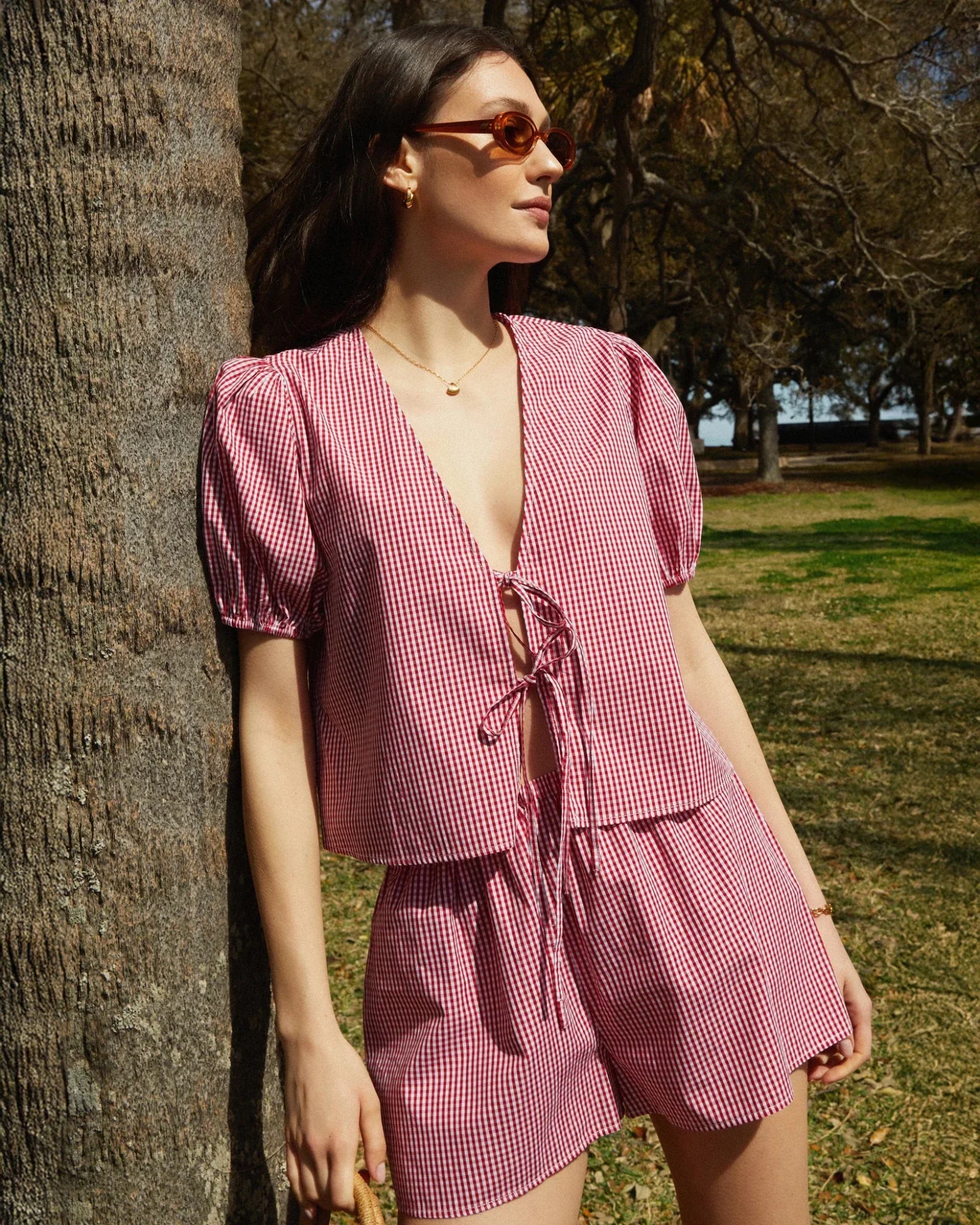 Salma Plaid Tie-front Two-Piece Set - Image 8