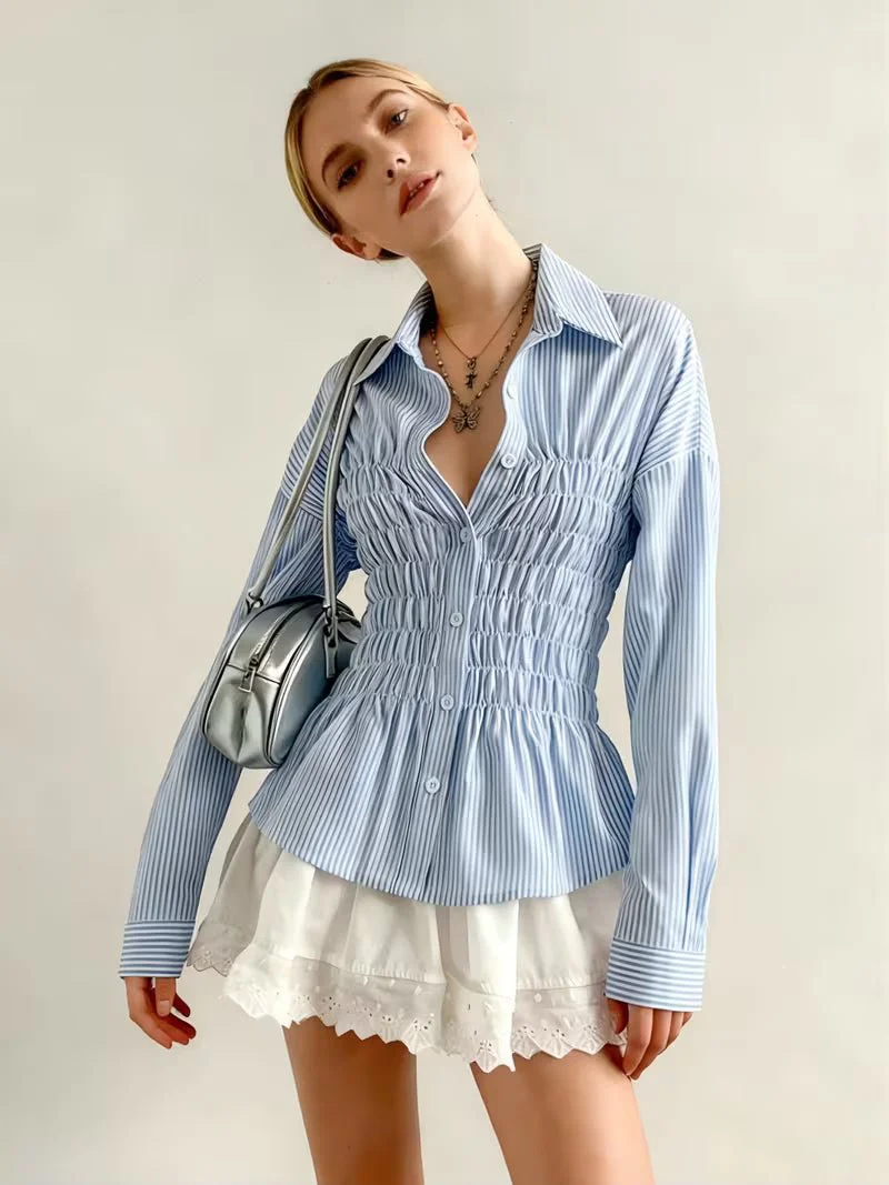 Sandra Long Sleeve Smocked Blouse