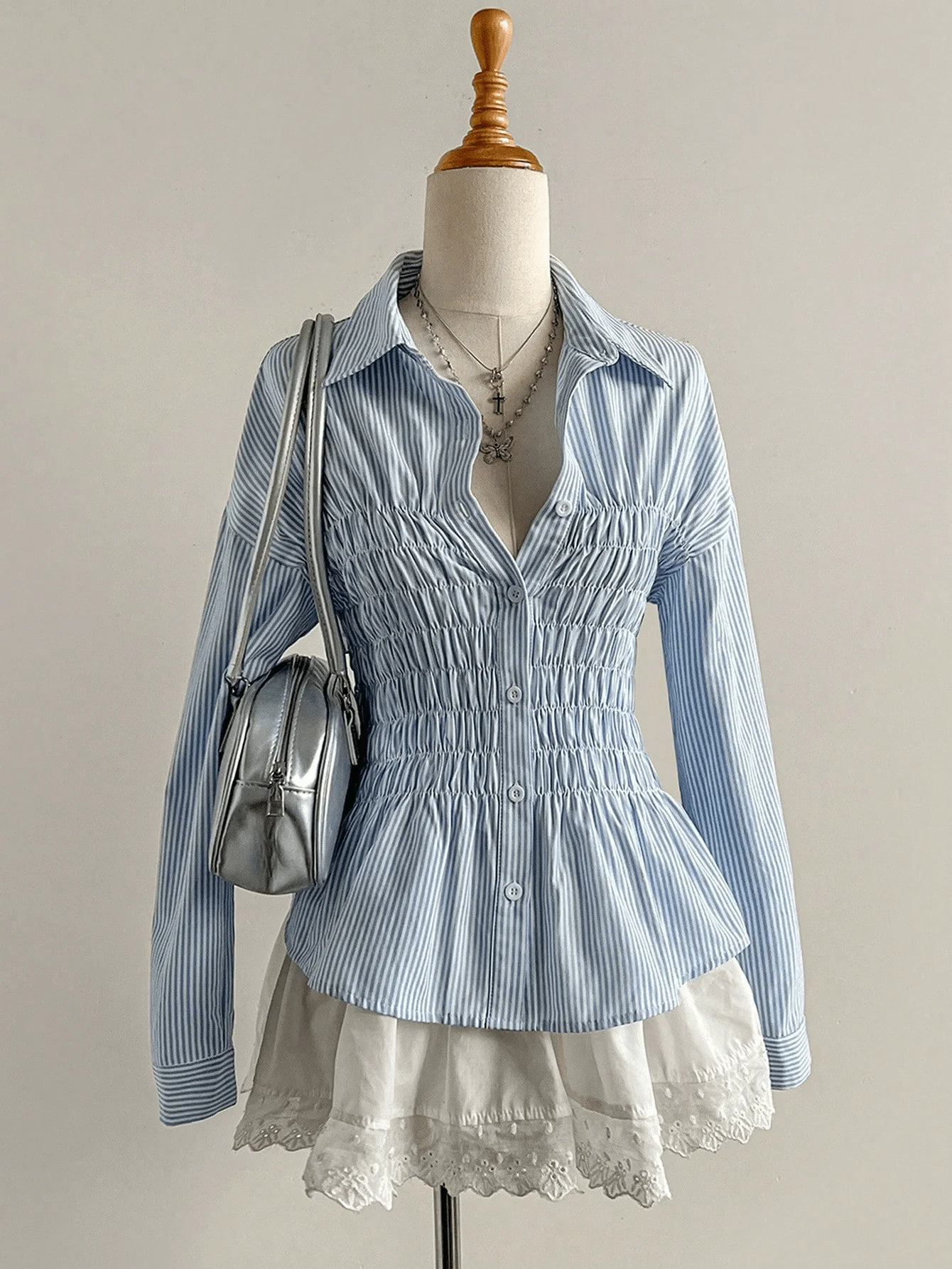 Sandra Long Sleeve Smocked Blouse - Image 2
