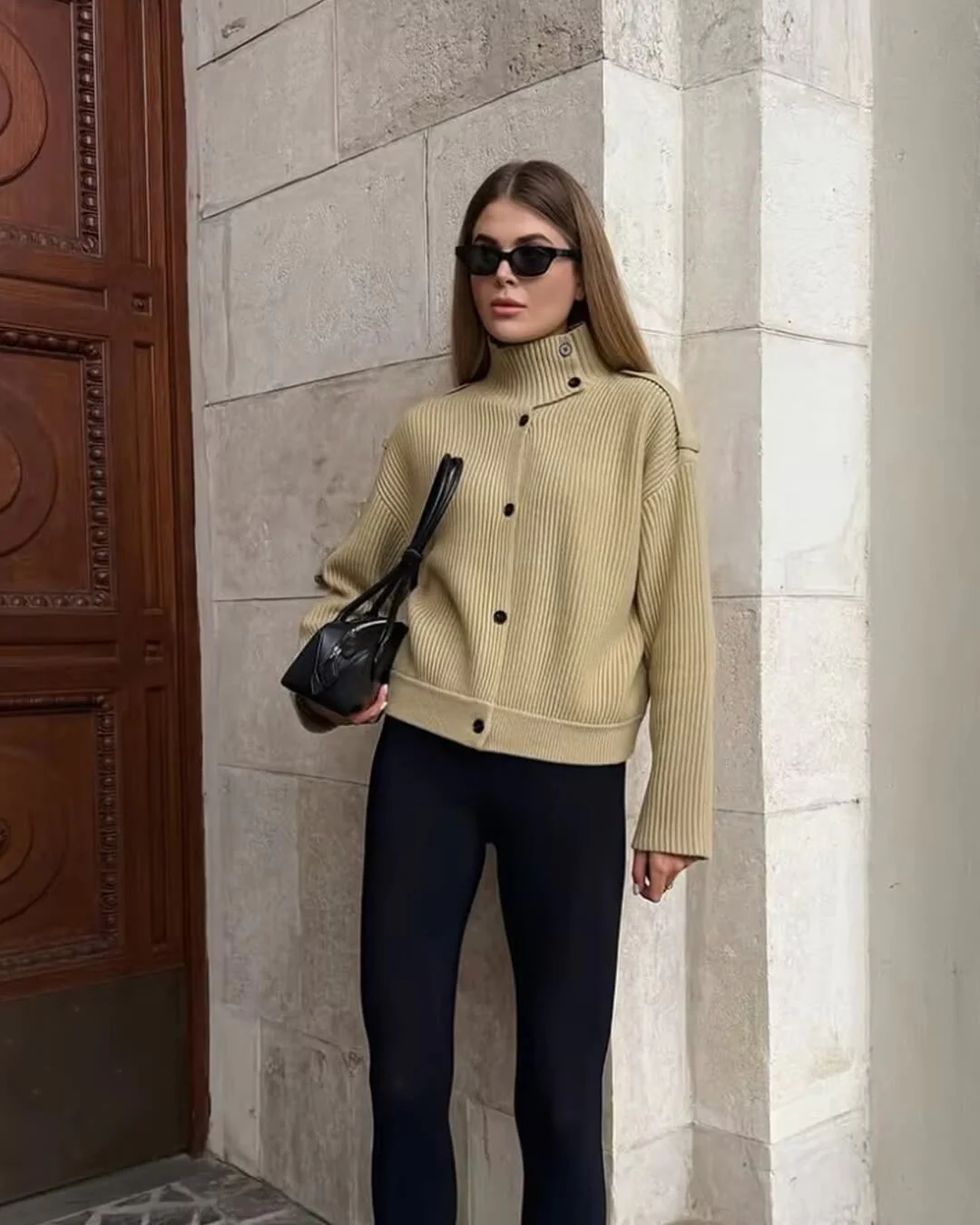 Sandra Stand Collar Knitted Cardigan