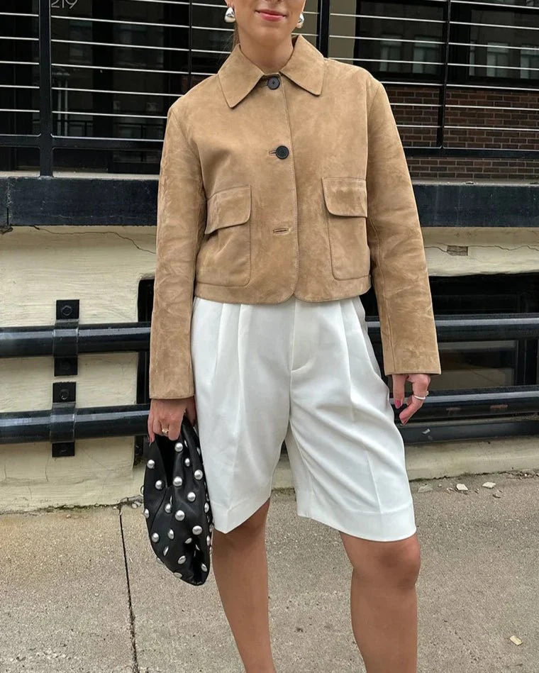 Sandy Collared Suede Jacket - Image 2