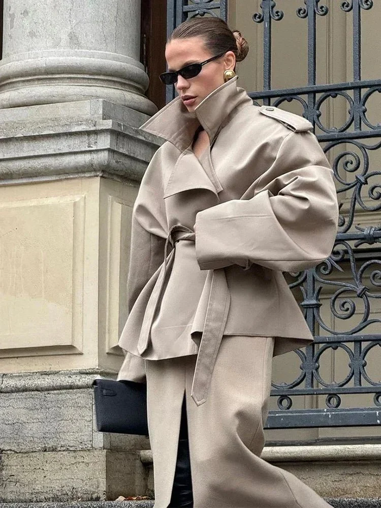 Sandy Lace Up Short Trench Coat - Image 4