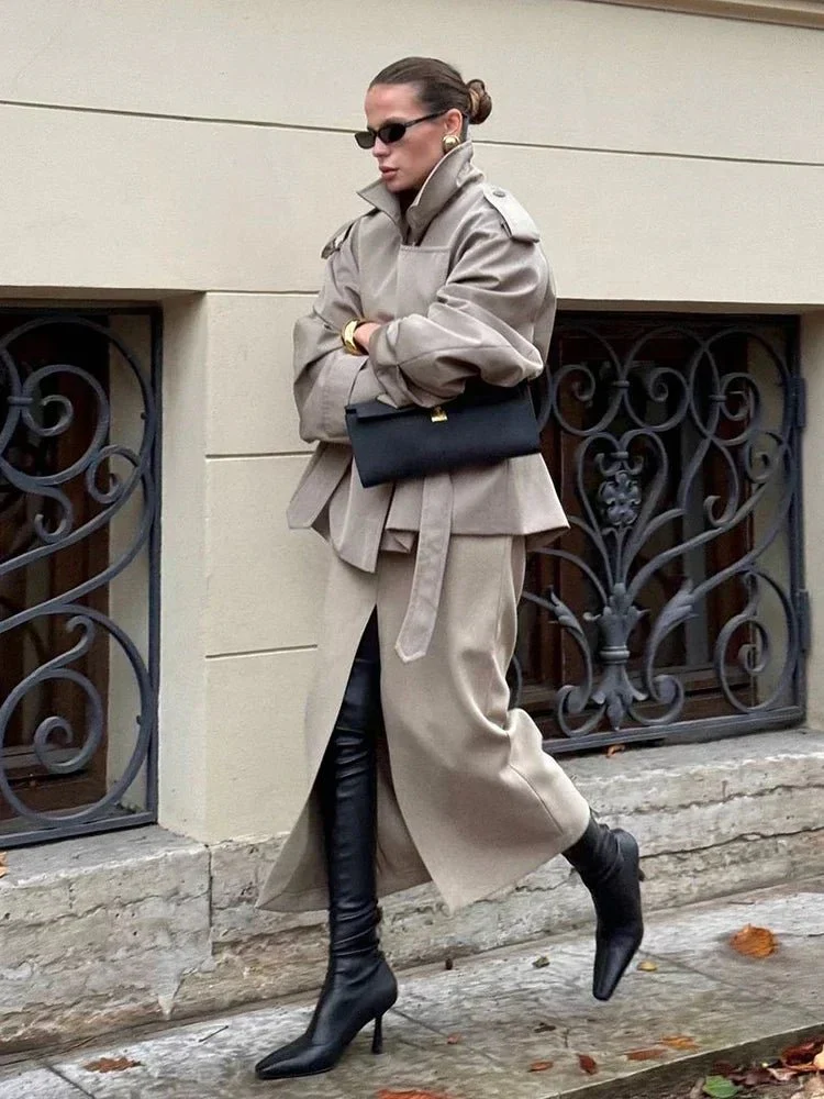 Sandy Lace Up Short Trench Coat - Image 5