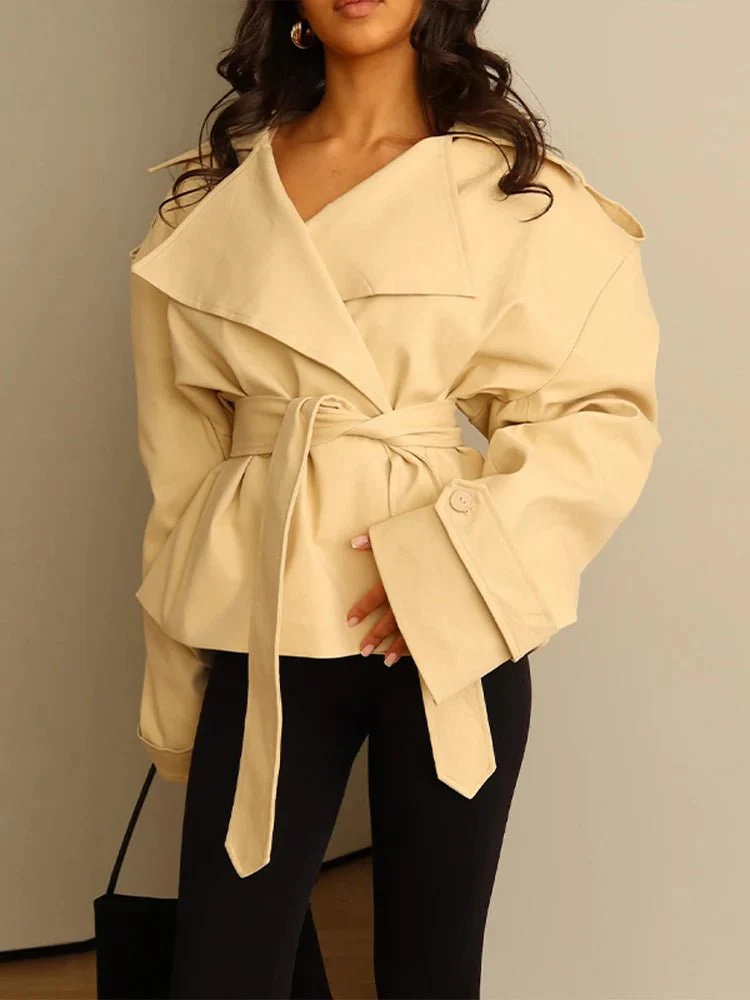 Sandy Lace Up Short Trench Coat - Image 7