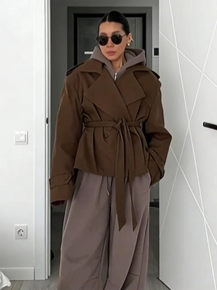 Sandy Lace Up Short Trench Coat - Image 8
