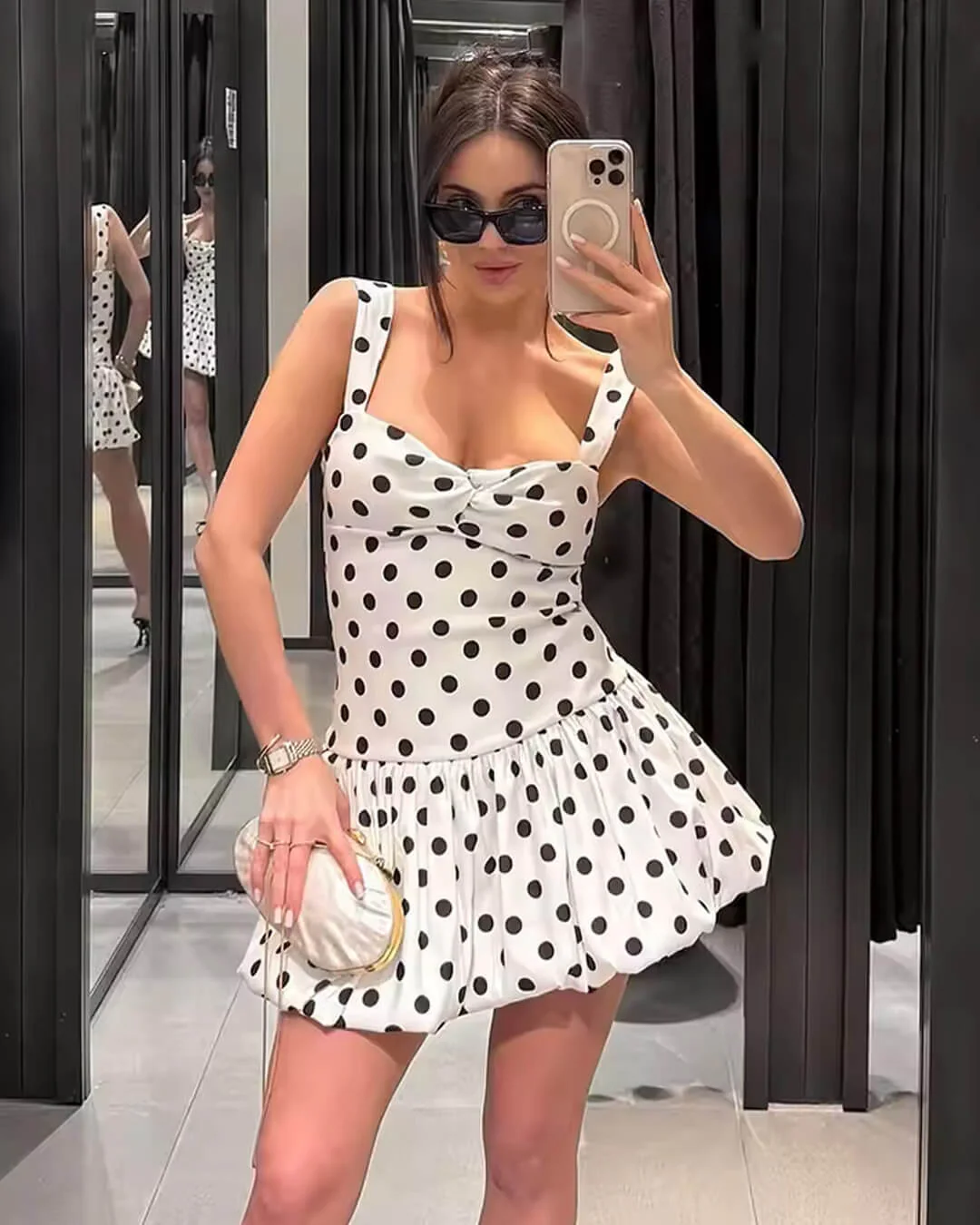 Sandy Polka Dot Balloon Mini Dress - Image 4