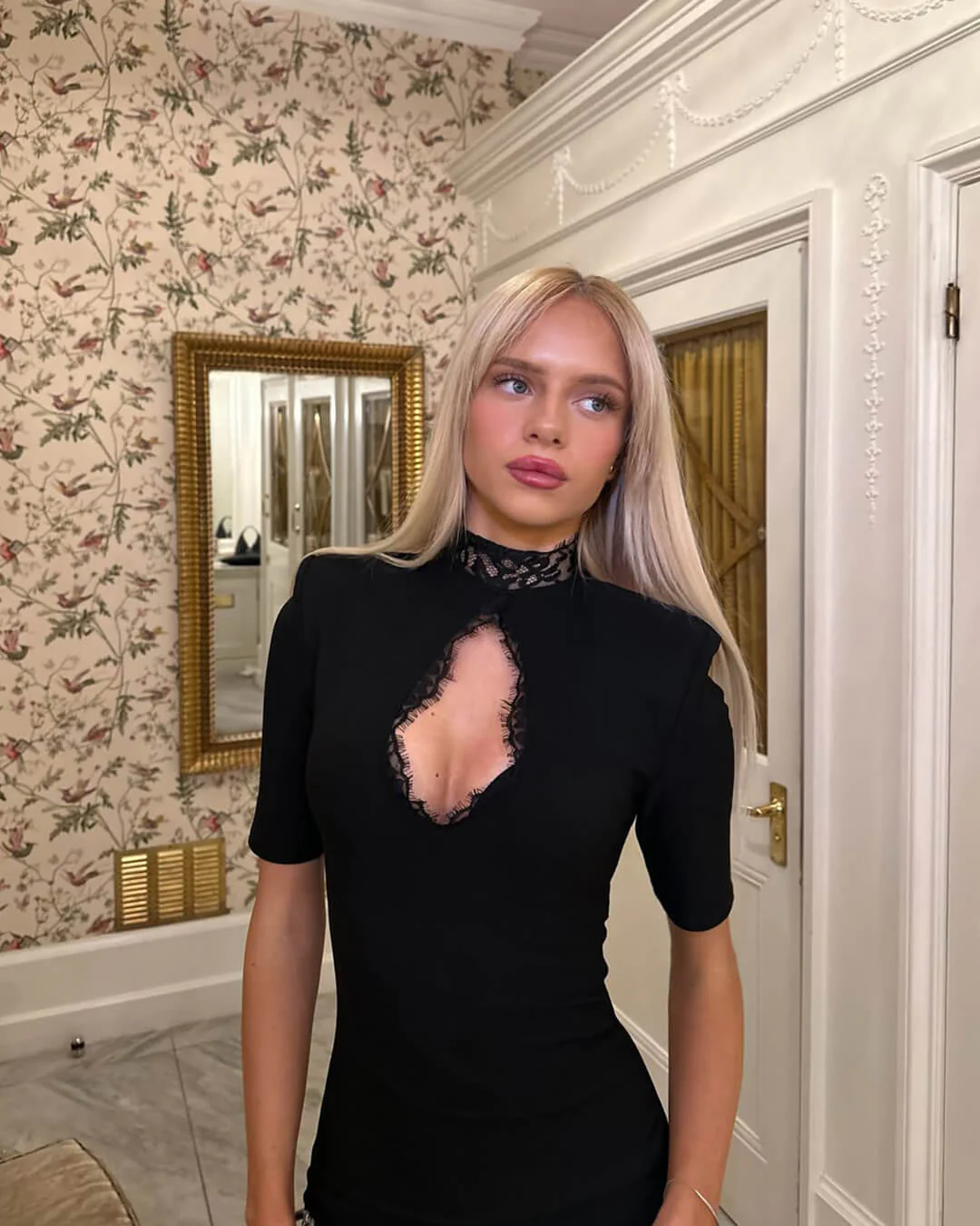 Selena High Neck Lace Mini Dress - Image 6