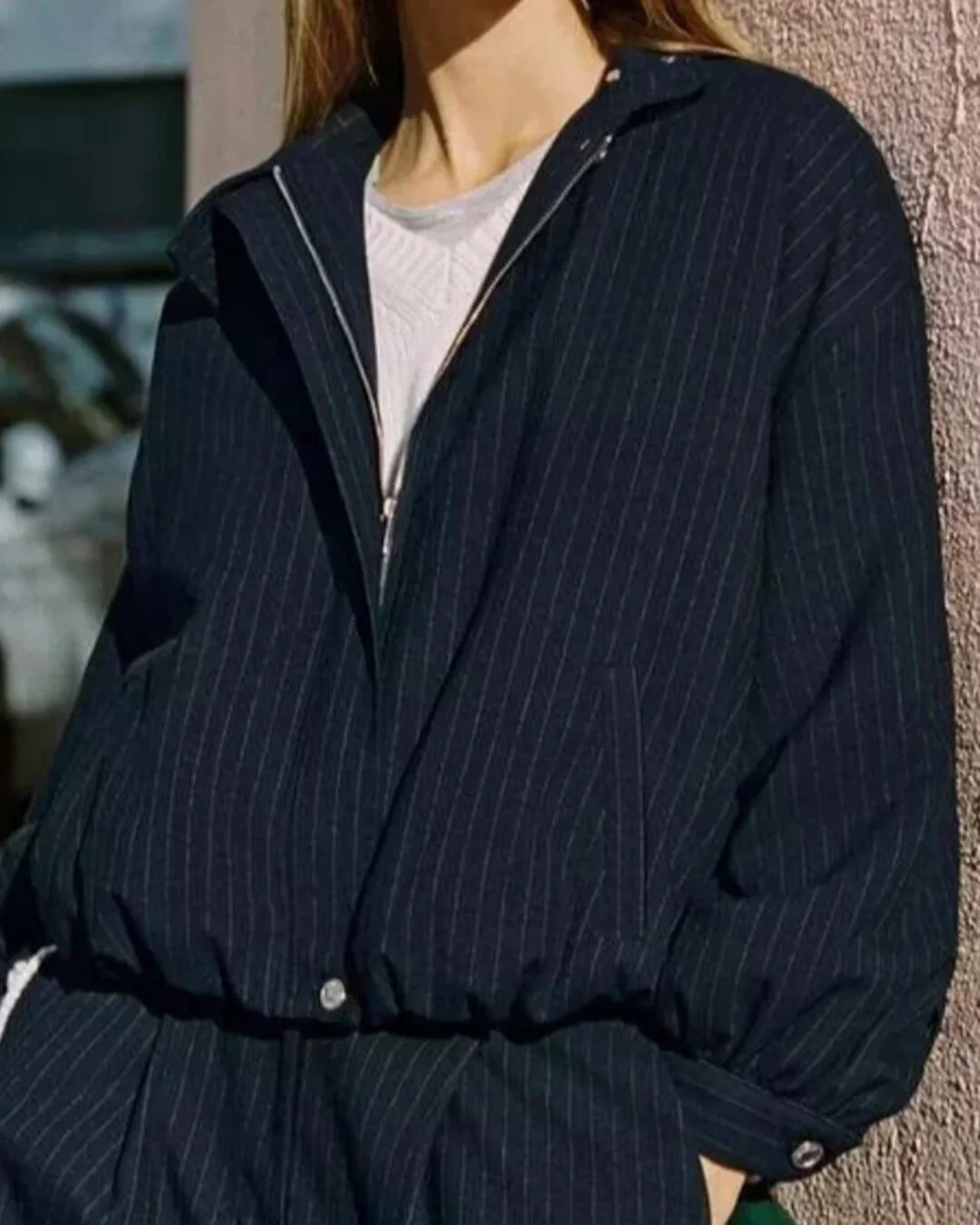 Selena Striped Stand Collar Jacket - Image 3