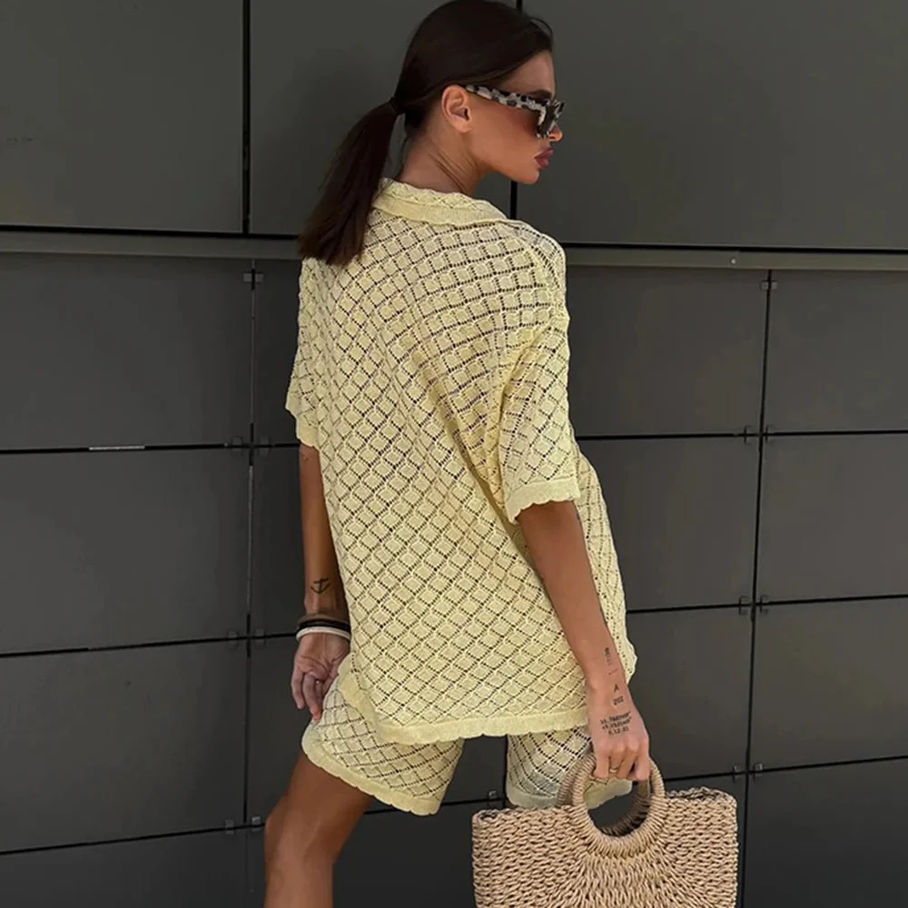 Selene Knit Cardigan Shorts Set - Image 6