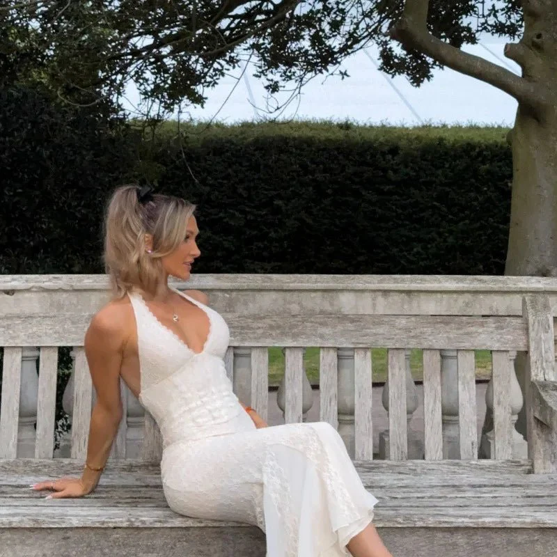 Sienna Halter Neck Lace Maxi Dress - Image 6