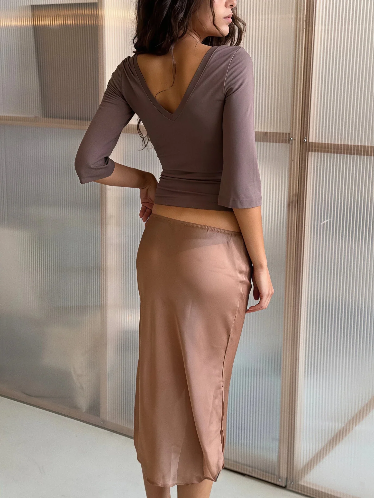 Sofia Deep V Midi Sleeve Tee - Image 12