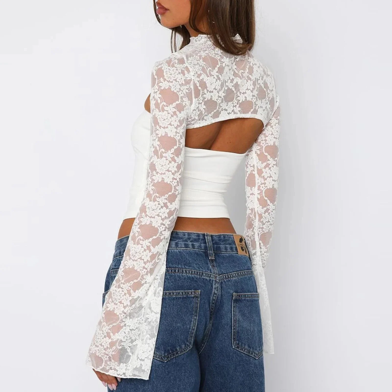 Sophia Lace Patchwork Long Sleeve Top - Image 4