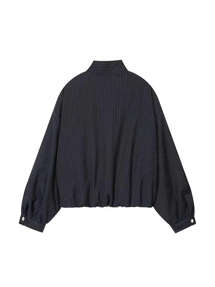 Saskia Striped Stand Collar Jacket - Image 3