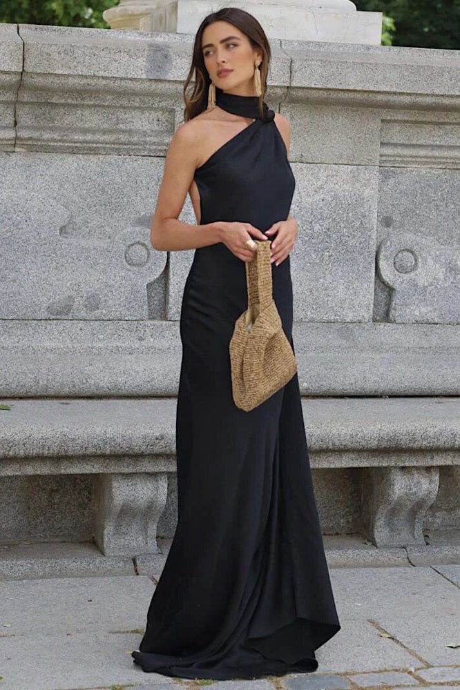 Suri Satin Halter Neck Cape Dress - Image 12