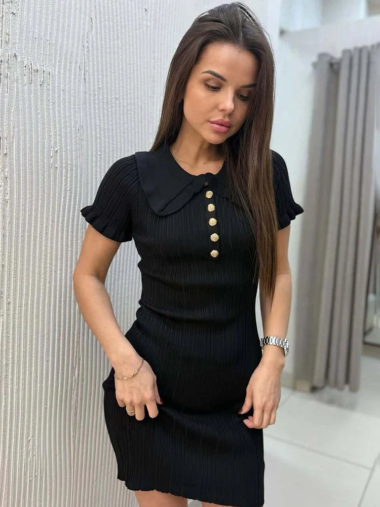 Susan Ruffled Knitted Mini Dress - Image 5