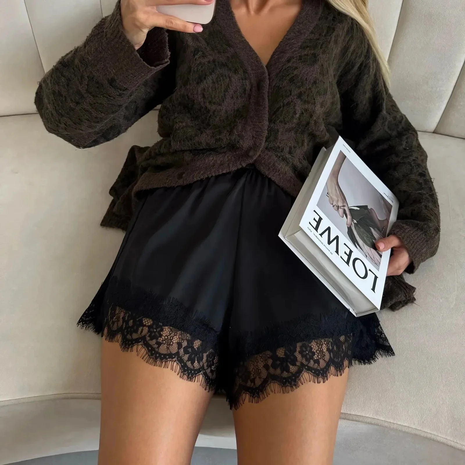 Suzette Lace Satin Shorts - Image 7