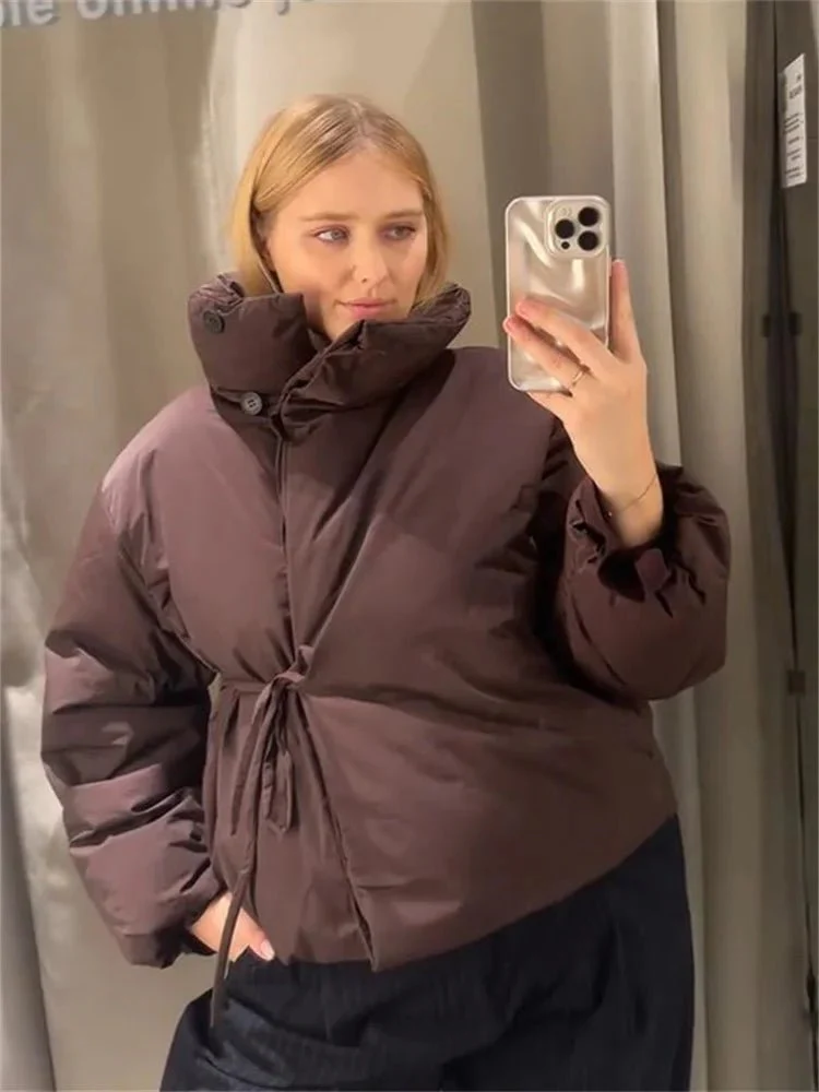 Suzy High Collar Tie-Up Puffer Jacket - Image 5