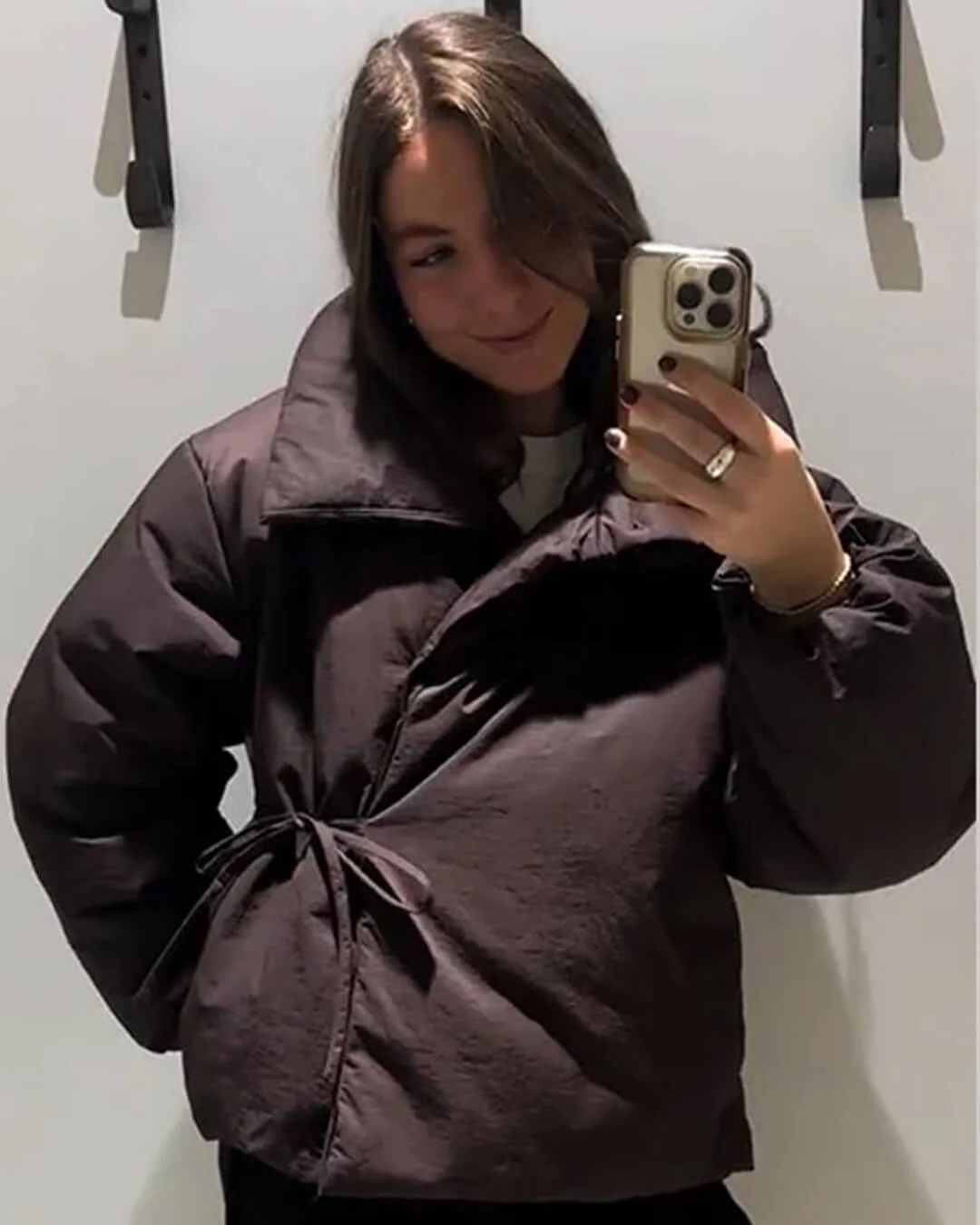 Suzy High Collar Tie-Up Puffer Jacket - Image 6