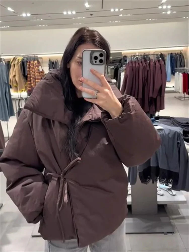 Suzy High Collar Tie-Up Puffer Jacket - Image 8