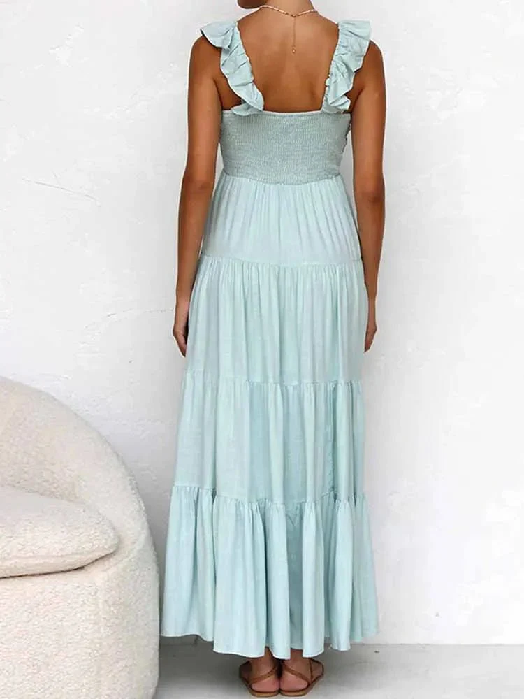 Tahlia Ruffle Cotton Linen Maxi Dress - Image 3