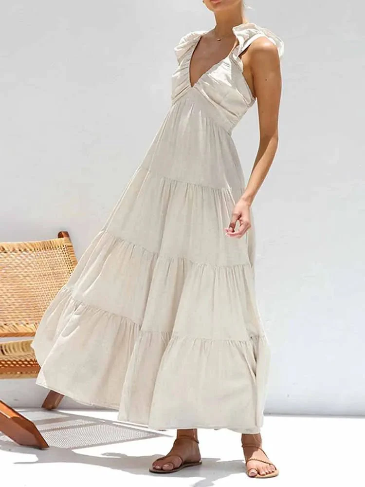 Tahlia Ruffle Cotton Linen Maxi Dress - Image 4
