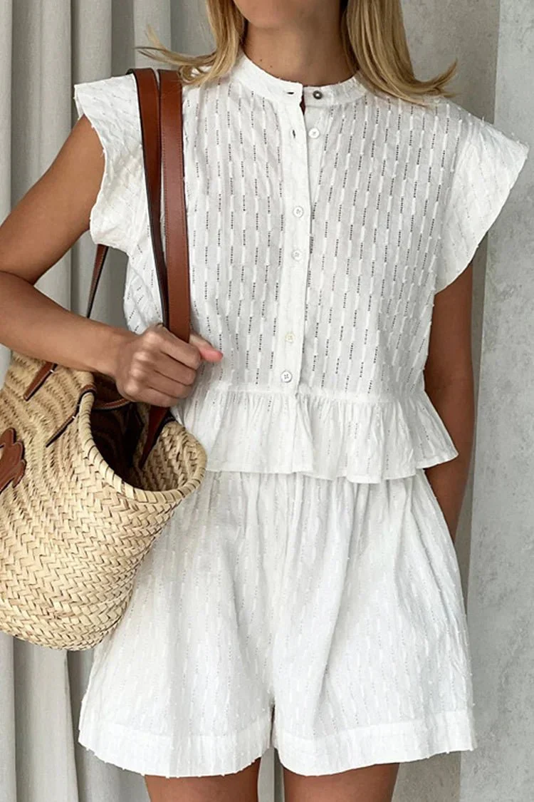 Tanya Ruffled Short Sleeve Shorts Set - Image 3